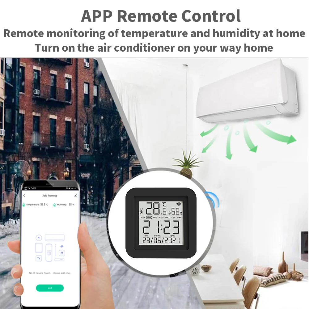 Remoto IR WiFi com Sensor de Temperatura e Umidade, Smart Home APP, SmartLife, Funciona com Alexa, Google Home, Yandex Alice