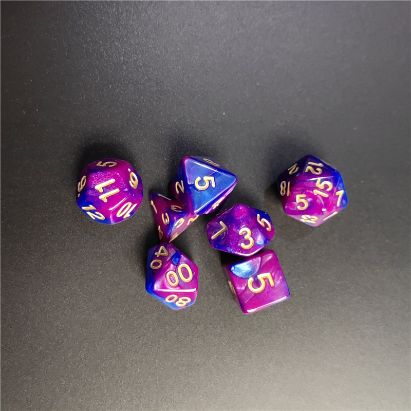 7 Uds 1 Juego de dados DND estilo galaxia de 8 colores D4 D6 D8 D10 D12 D20 dados multifacéticos se utilizan para el juego de mesa TRPG Dragon Dungeon