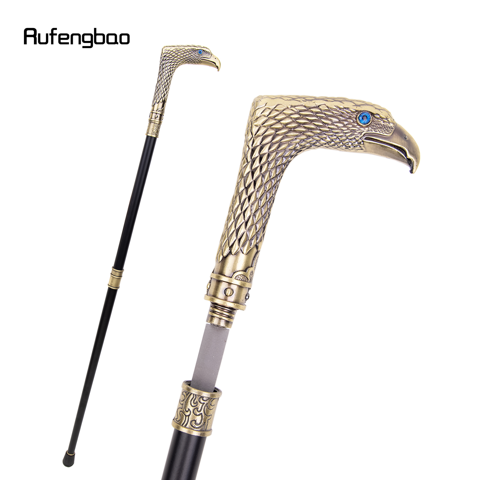 Bunter Blue Eye Eagle Gehstock mit versteckter Platte, Selbstverteidigung, modischer Gehstock, Platte, Cosplay, Crosier Stick, 93 cm