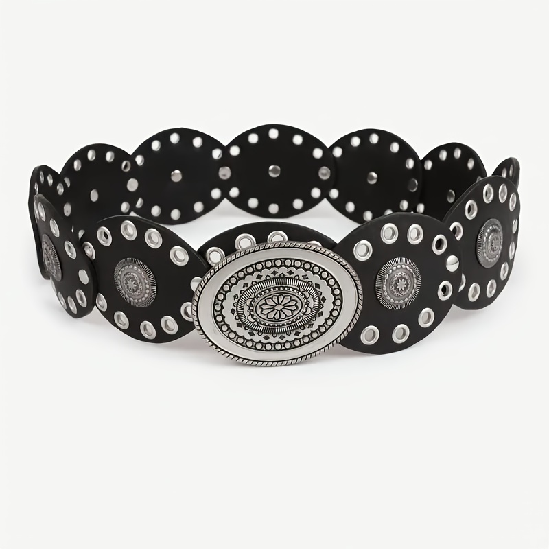 1 шт., женский ремень из искусственной кожи в винтажном стиле с овальной заклепкой и пряжкой, винтажные персонализированные ремни