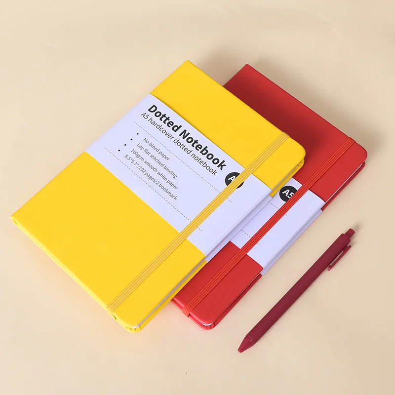 A5 Notebook 192 Pages Classic Journal Dotted Paper Hard Cover Business Creative Elastic Band Notepad Diary Student Stationery
