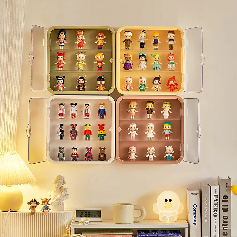 Wall Mounted Doll Blind Box Storage Display Rack Magnetic Suction Figurine Display Cabinet Dustproof Doll Blind Box Storage Box