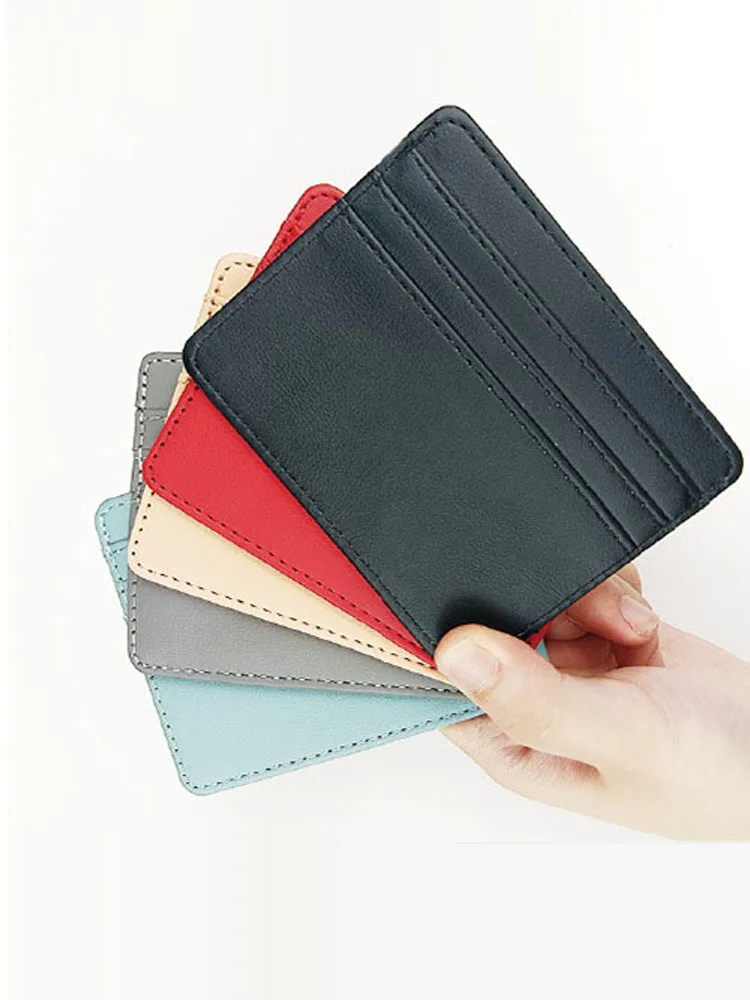 1Pc Pu 가죽 ID 카드 홀더 캔디 컬러 은행 신용 카드 상자 멀티 슬롯 슬림 카드 케이스 지갑 여성 남성 명함 커버