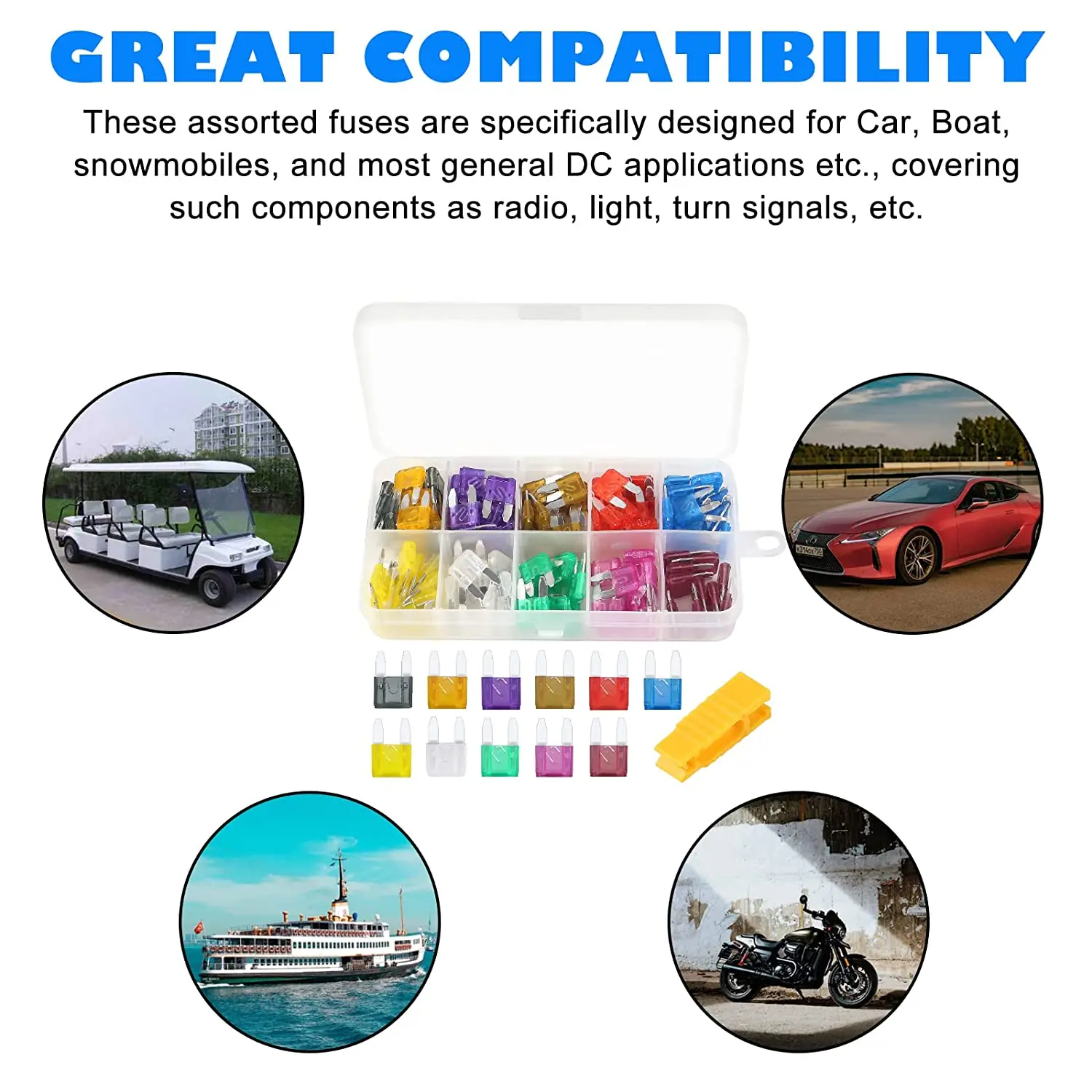 100 pz Mini Fusibili Per Auto Tipo di Lama Automotive Micro Fusibili Assortimento In Scatola 2A/3A/5/A/7.5A/10A/15A/20A/25A/30A/35A