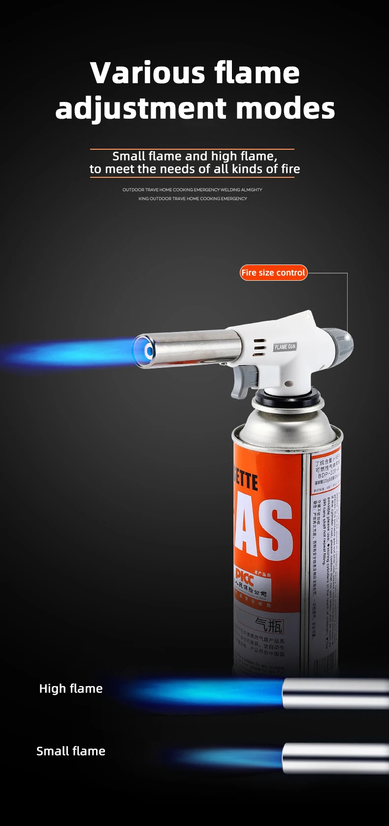 Pistola a fiamma Torcia Cottura Autolozione Gas butano Saldatura Bruciatore Saldatura Bruciatore a gas Fiamma Torcia a gas Soffio per barbecue Camping Cookin