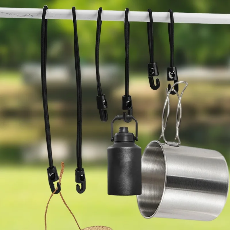 10/1Pcs Bungee Cord with Hooks 10/15/25cm High Elasticity Expander with Hooks Rubber Tensioner with Hooks for Camping Tarpaulin