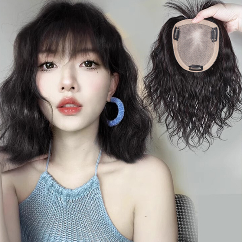 Синтетические невидимые вьющиеся волосы, сменный блок, волнистые волосы, переход, черные волосы, натуральный зажим в верхней части, белые волосы