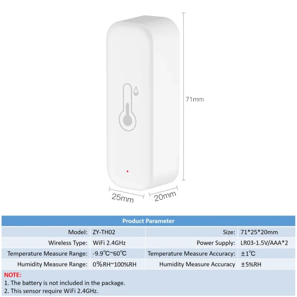 Tuya WiFi temperatuur en vochtigheid Smart Home thermometer hygrometer APP alarm op afstand Werk met Alexa Google Home