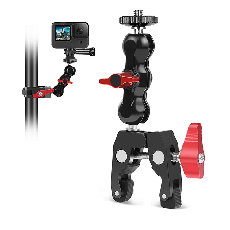 Super Clamp Kamera Klemmmontage Monitor 360° °   Ballhead Magic Arm Doppelkugelkopf-Adapter für DSLR-Kamera/Gopro/LED-Leuchten/Telefon
