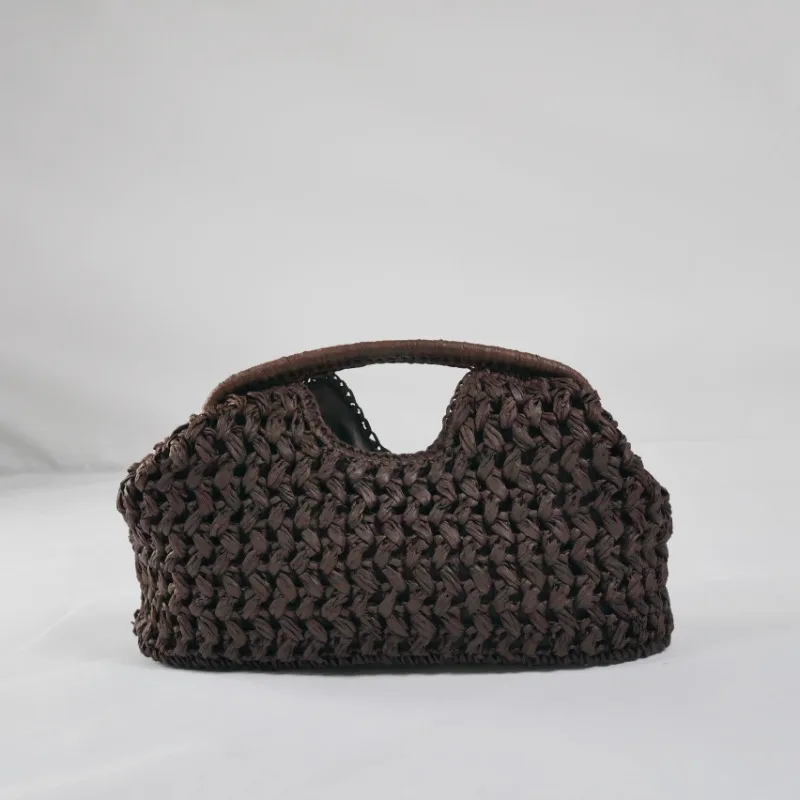 Elegant Ladies Chain Woven Handbag Straw Shoulder Bag Fashionable Raffia Crossbody Beach Bag Summer New Versatile Women's Bag