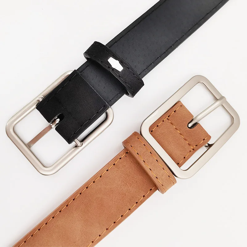Zomer dames retro matte riem, zilveren vierkante naald, veelzijdig, trendy, modieus, gepersonaliseerde decoratieve taille