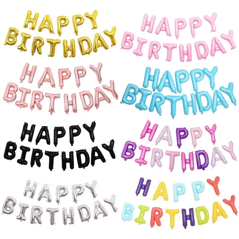 13 pçs feliz aniversário decoração balões rosa ouro carta folha balões decorações de festa de aniversário