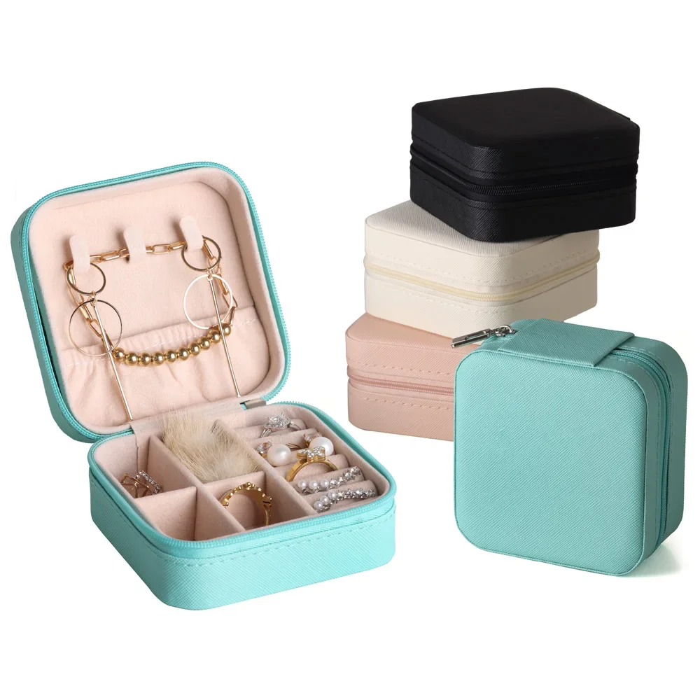 Mini scatola portaoggetti per gioielli Custodia portatile per orecchini da viaggio per la casa Custodia per collana per donna Organizzatore per anelli Vetrina in pelle PU