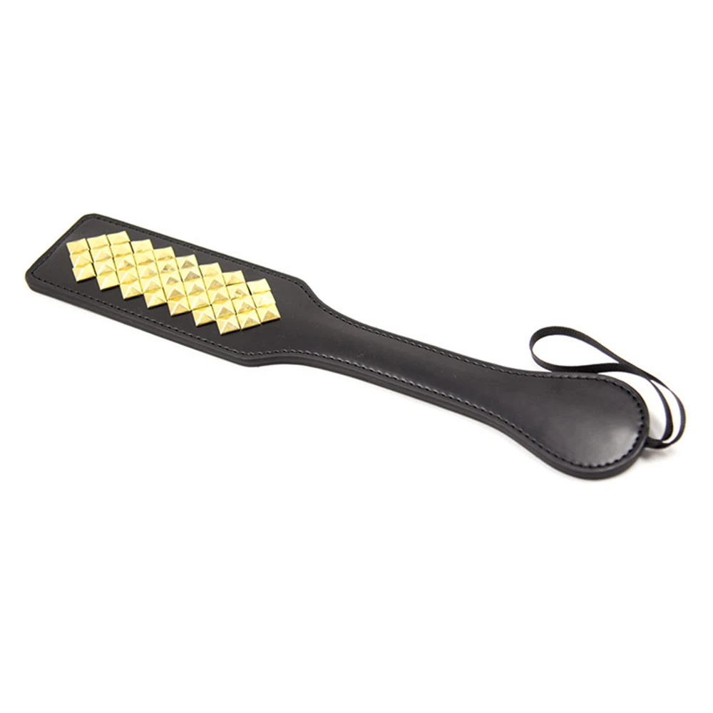 32 ซม.PU หนัง Paddle,ขี่ Crop Flogger Horsewhips Punk Rivet ค้างคาว Spikes หนัง Spanking Paddle Slapper แส้สําหรับม้า