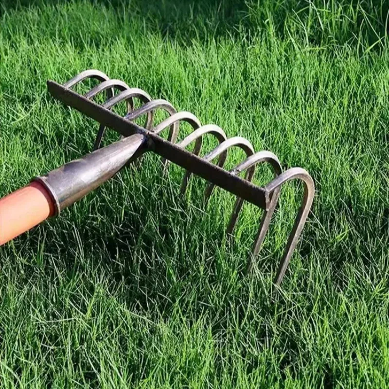 Rastrillo de uñas multifuncional Ninetooth, rastrillo de uñas de acero al manganeso resistente y duradero para el hogar, herramienta agrícola de jardín