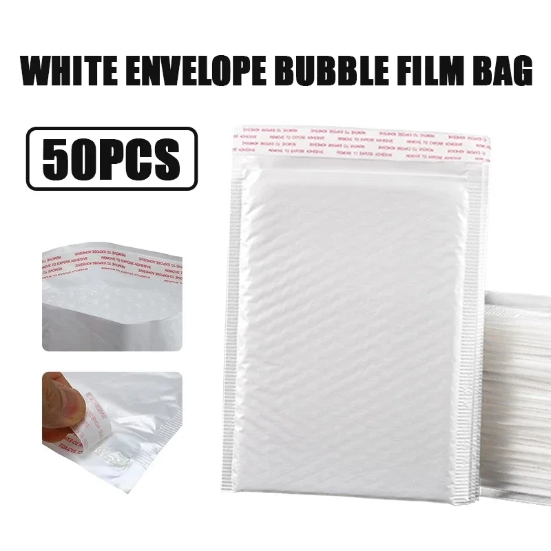 Bộ 50 Ngọc Trai Trắng Phim Bong Bóng Bao Da Túi Chống Nước Đệm Gửi Thư Tự Cói Vận Chuyển Bao Bì Túi Buble Nhân Viên Đưa Thư Túi