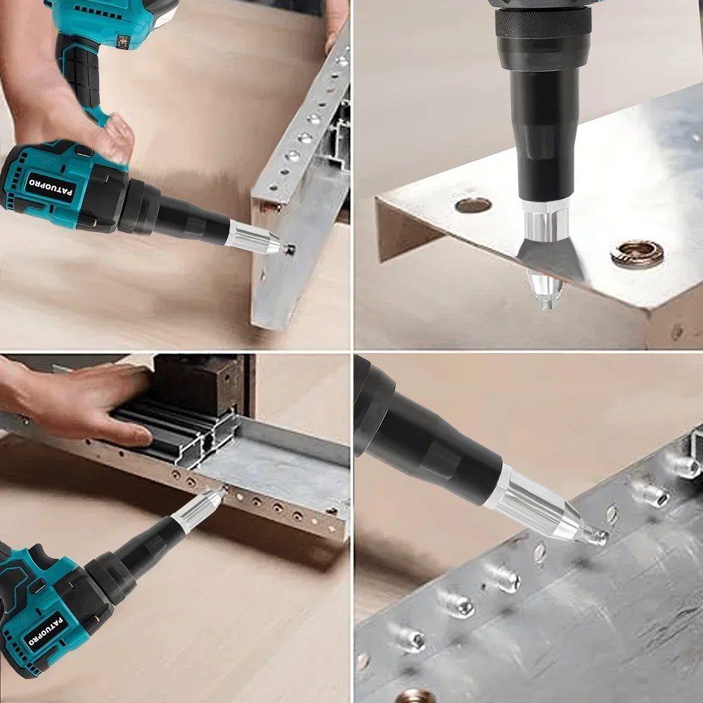 PATUOPRO Brushless ไฟฟ้า Riveter ปืนไร้สาย 5.0 มม.เครื่องมือไฟฟ้าในครัวเรือนไขควง LED Light สําหรับ Makita 18V แบตเตอรี่