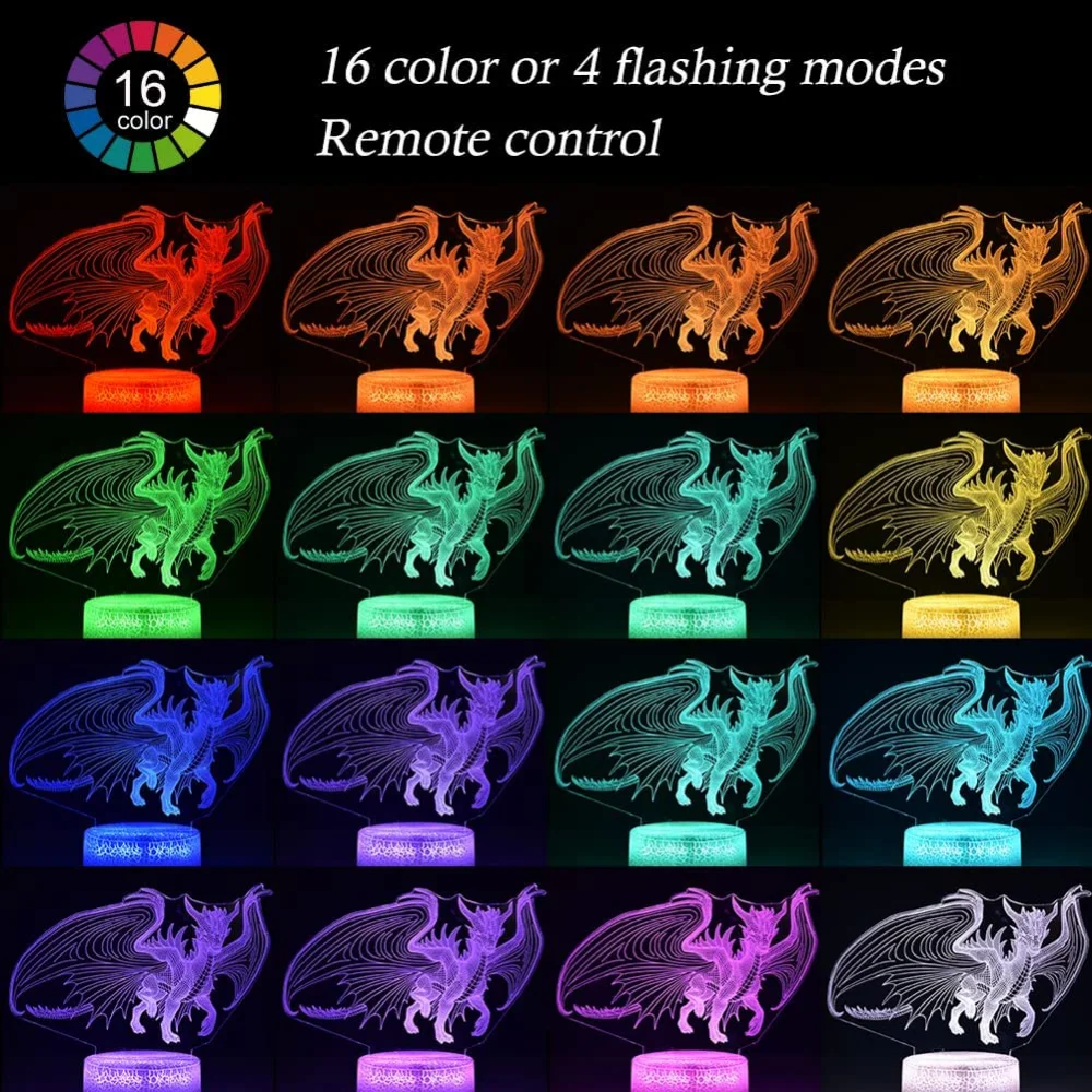 Drachen Nachtlicht Acryl LED USB Tisch Nachttischlampe Geburtstagsgeschenke Weihnachtsgeschenk für Jungen Baby Schlaflichter Raumdekoration