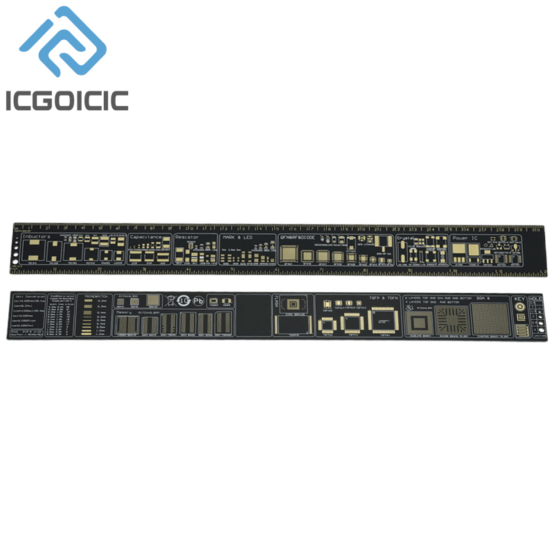 Régua pcb multifuncional, 5 tipos, 9cm, 15cm, 20cm, 25cm, 30cm, ferramenta de medição, resistor, capacitor, chip ic, diodo smd, transistor
