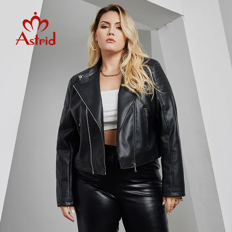 Astrid kurze Kunstleder jacke Frauen Revers schräg Reiß verschluss lose wasserdichte Trenchcoat plus Größe Mode Pu Mantel Streetwear
