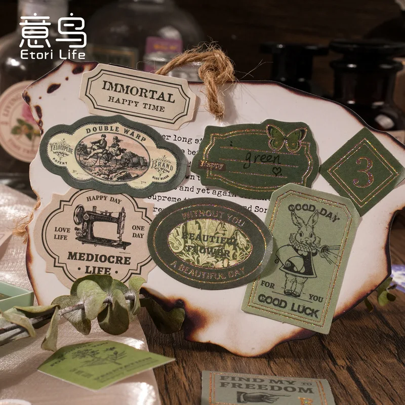 40 ชิ้น Etori Life สไตล์วินเทจ, ป้ายสติกเกอร์ DIY ตกแต่งเครื่องเขียนอัลบั้ม Diary ถ้วยโน้ตบุ๊คโทรศัพท์มือถือของเล่นสมุดภาพ