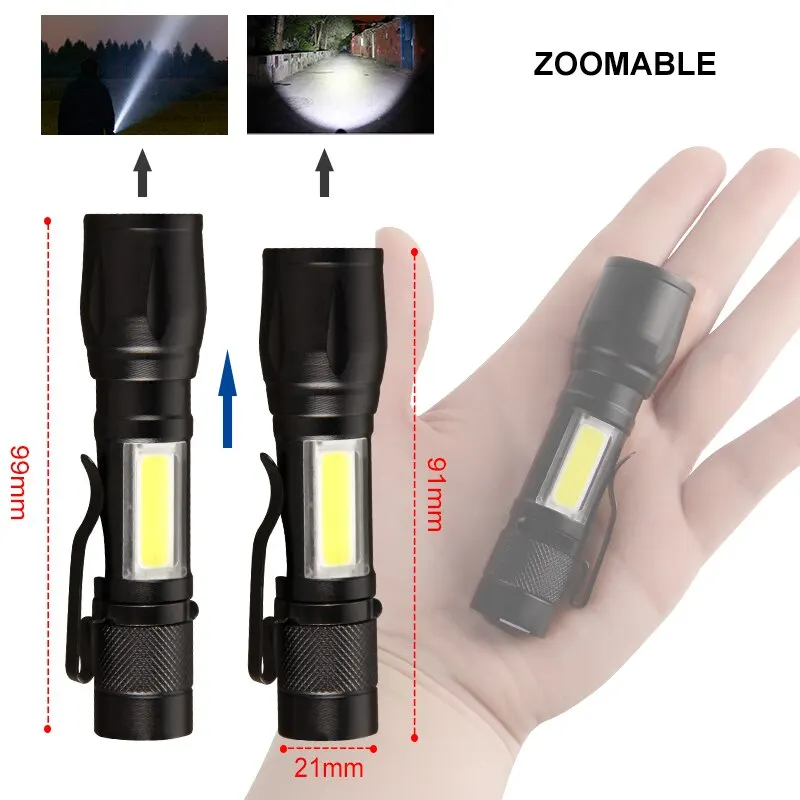 Mini-zaklamp Oplaadbare LED-zaklamp Draagbare USB-oplaadzaklamp High Power Bank Camping Waterdichte langeafstandslantaarn