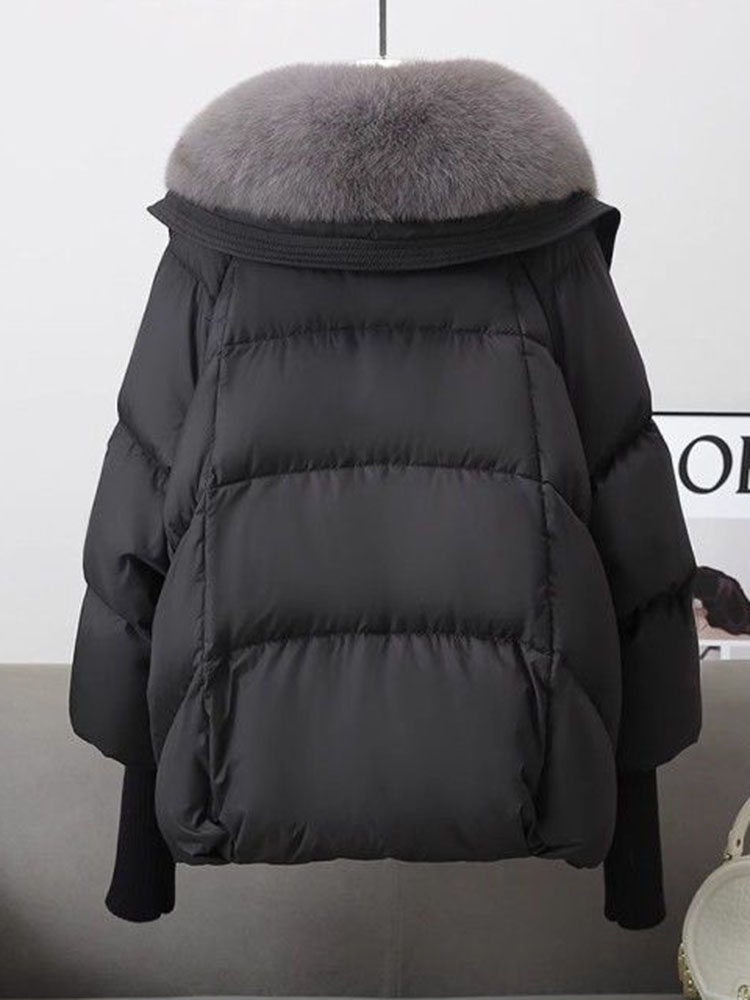 Mulheres casuais jaquetas de pele do falso pescoço topos inverno quente para baixo algodão com zíper casacos coreano solto engrossar manga longa abrigos blusas novo