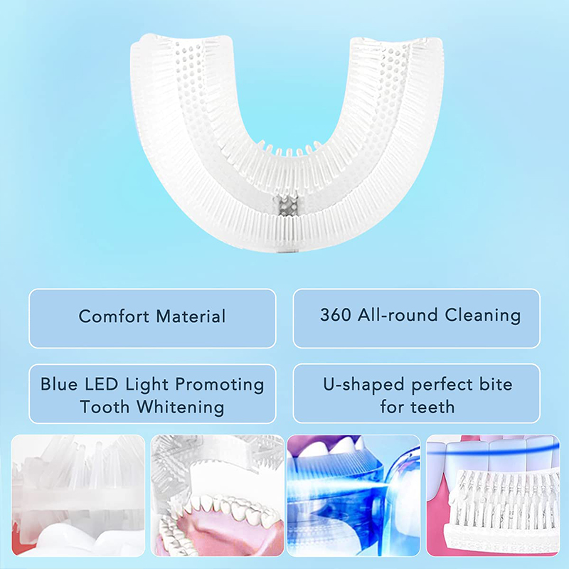 Brosse à dents électrique automatique en Silicone, Type U, 360 degrés, blanchiment des enfants, brosse à dents électrique automatique