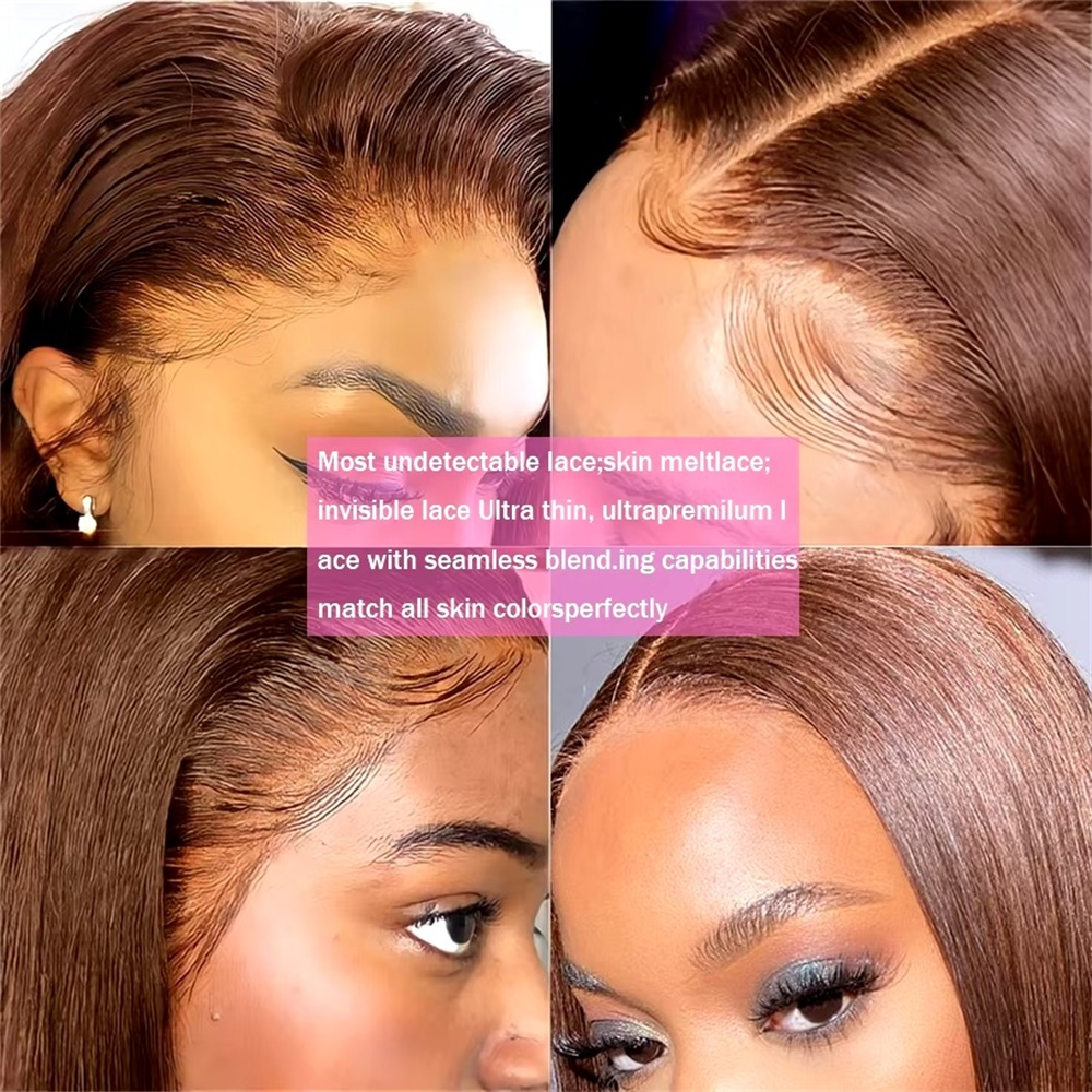 40 นิ้วกระดูกตรงวิกผมมนุษย์บราซิล 13x6 HD วิกผมลูกไม้ด้านหน้าด้านหน้าช็อกโกแลตสีน้ําตาล Glueless วิกผมลูกไม้ด้านหน้าด้านหน้าสําหรับผู้หญิงสีดํา