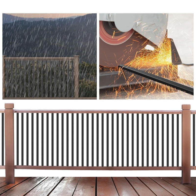 100 Pack Deck Balusters 36" Rectangle Staircase Baluster, Black Metal Deck Spindle and Stairs Railing