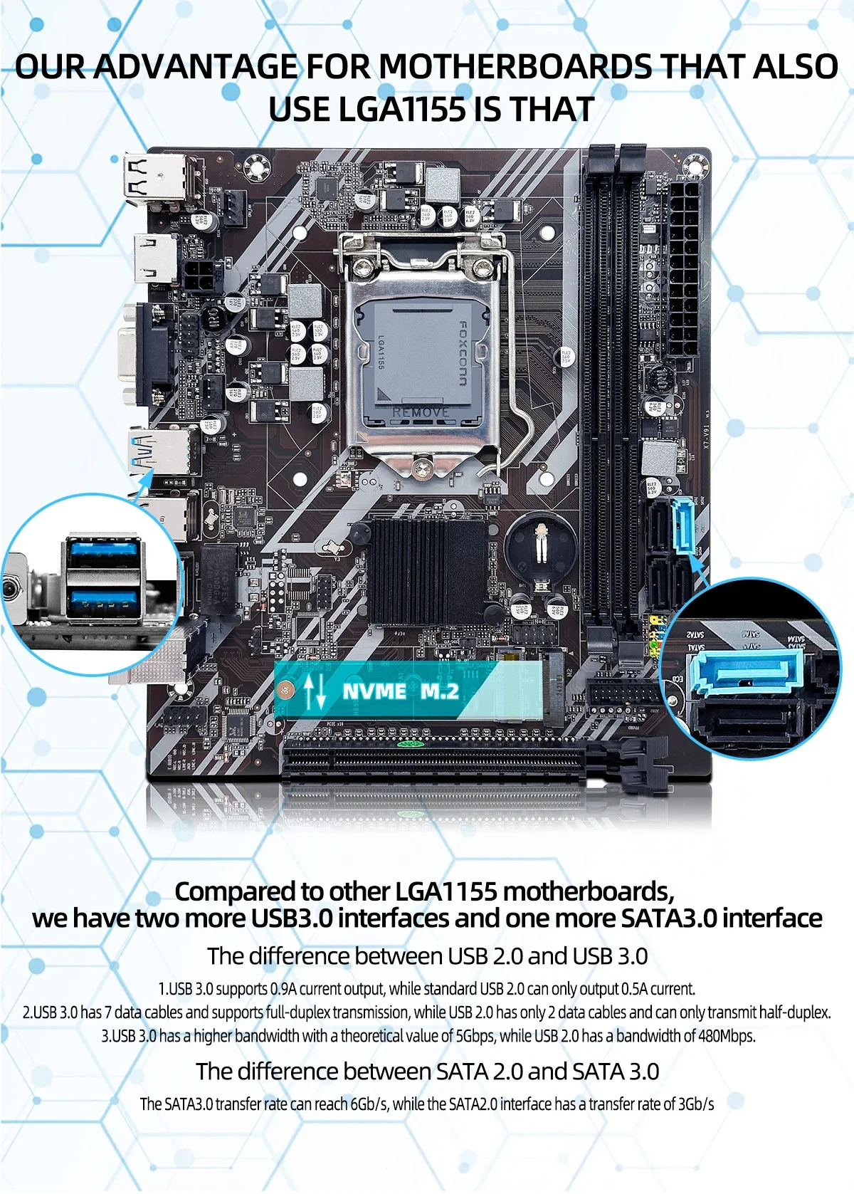 ZSUS B75 Motherboard LGA 1155 Desktop-Motherboards unterstützen DDR3 RAM mit NVME M.2 Schnittstelle USB3.0 SATA3.0