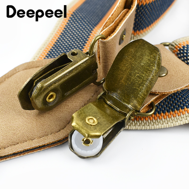 1Pc Deepeel 2/2.5*120cm Retro Heren Bretels Unisex 4 Clips Y-Type Streep elastische Band Bretels Casual Accessoire Mannelijke Jockstrap