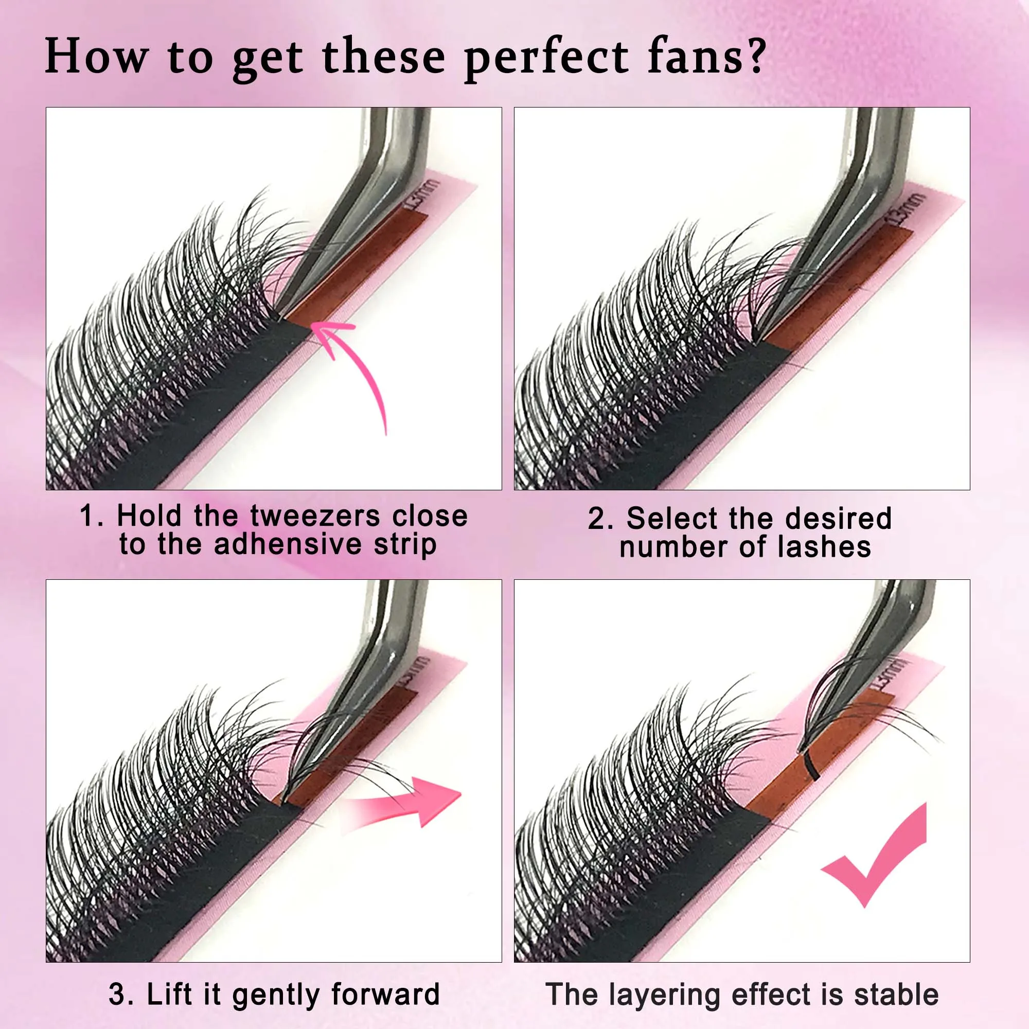 CoMango Perfect 3D Vision Fluffy Camellia Eyelash Premade Fans Wispy Volume Eyelash Extension LD LC Double-layer Individual Lash