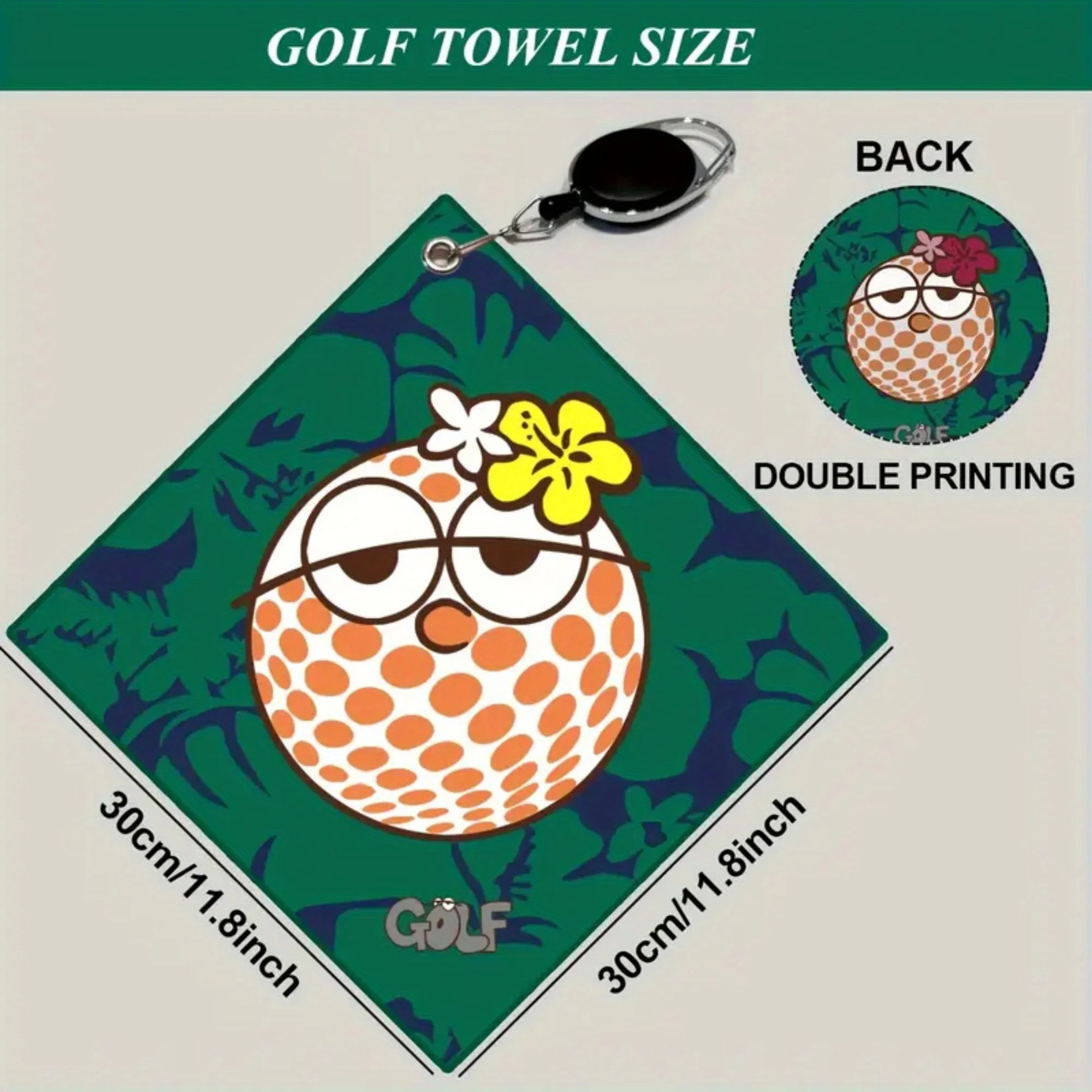 Nueva toalla de golf de alta calidad, impresión de doble cara, gancho retráctil, secado rápido, lavable a máquina, adecuada para bolsa de golf