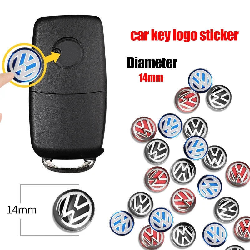 2/5/10Pc 14mm Car Key Emblem Stickers Auto Control Key Logo Decals For Volkswagen VW GTI Golf Passat B6 Jetta Touran CADDY Rline