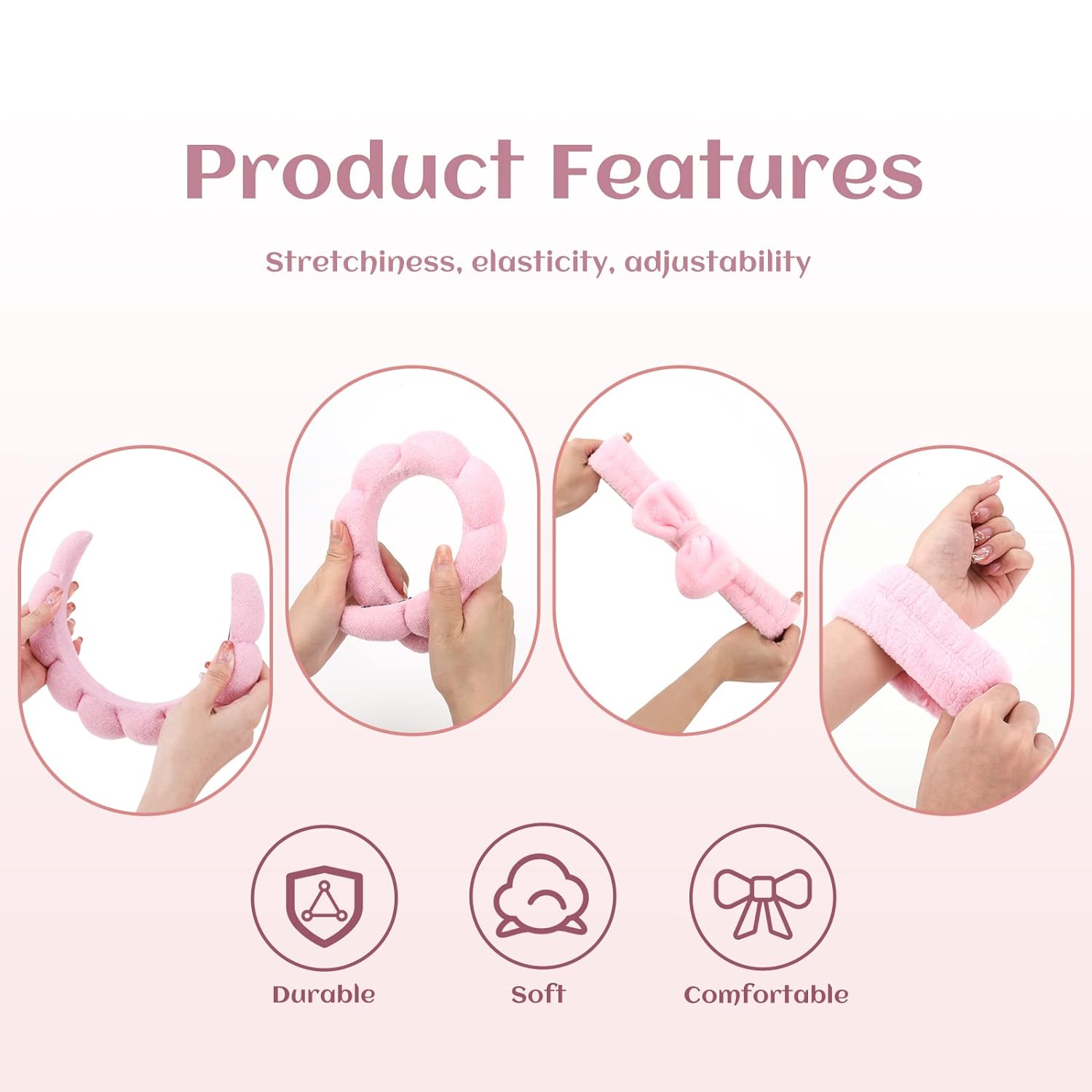 4 pçs lavagem rosto headbands para mulheres inchado esponja faixas de cabelo manguito à prova dwaterproof água pulseiras absorventes feminino acessórios para o cabelo conjunto