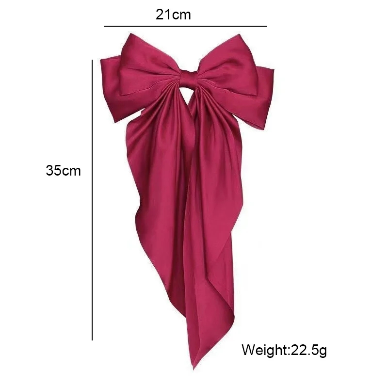3 pçs grande elegante fita arco grampo de cabelo para mulheres simples cor sólida cetim rabo de cavalo bowknot grampos presilhas acessórios para o cabelo