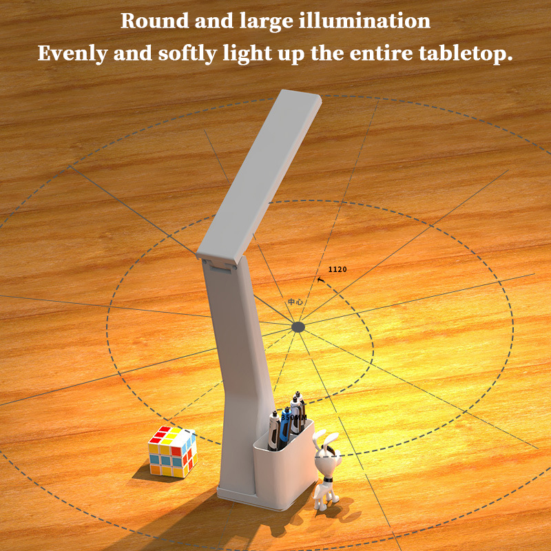 LED-Schreibtischlampe, USB, dimmbar, Touch mit Kalender, Temperatur, Uhr, Nachtlicht, faltbare Tischlampe für Studium, Leselampe