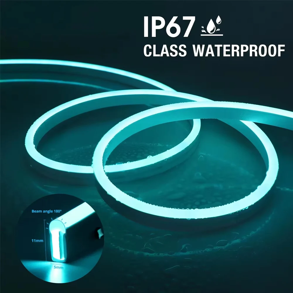 Wiscolor Tira de luz de neón flexible LED RGB,5V USB,Silicona,1/2/3/5m,IP67 Impermeable,Con Mando a Distancia,Para Habitación DIY Luz Decorativa