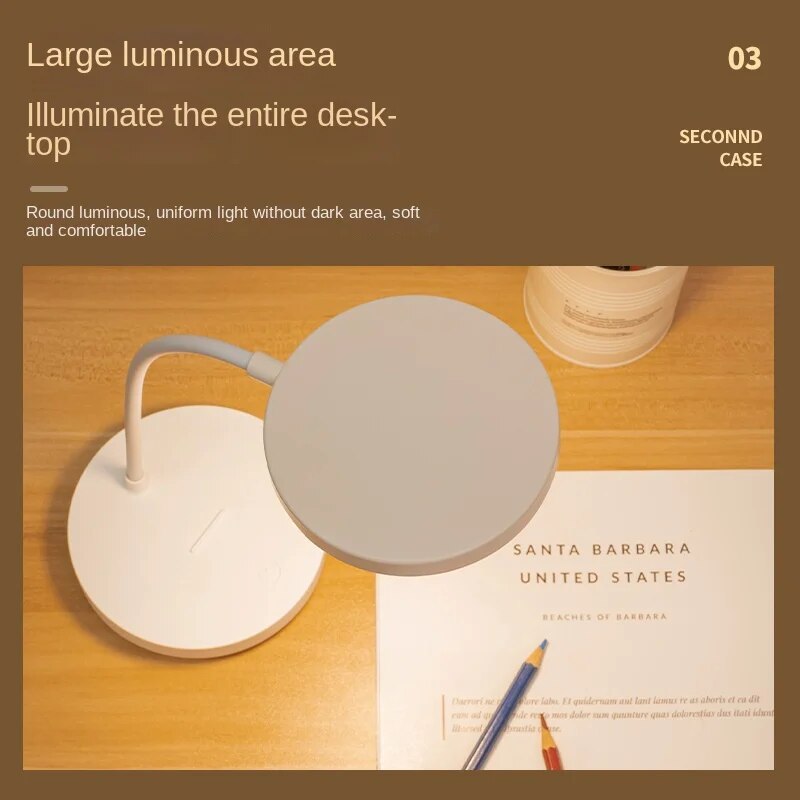 Lampe de bureau blanche à 10 LED avec port de charge USB, 3 niveaux de gradation, contrôle tactile, 1 pièce