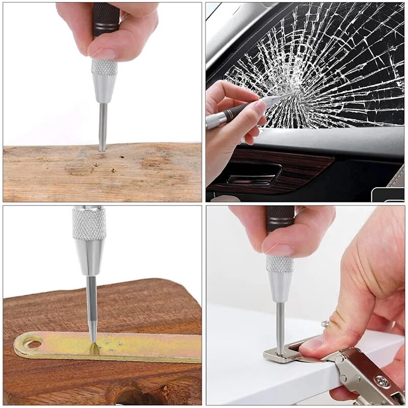 1PC Gold Center Punch Automatic Spring Positioner Glass Striker Window Breaker Punch Centering and Punching Tool Accessories
