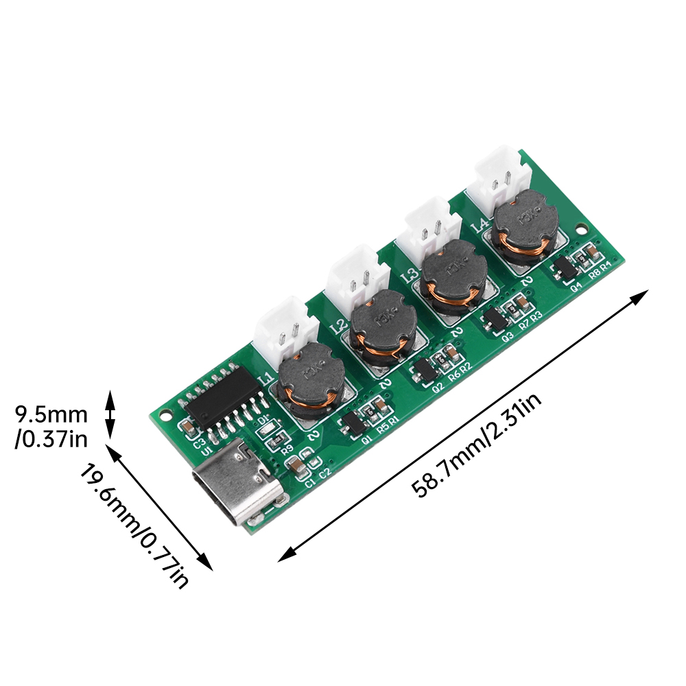 Módulo umidificador dc 5v, não comutado, placa de controle de atomização de quatro spray, nebulizador ultrassônico diy, módulo de interface tipo c
