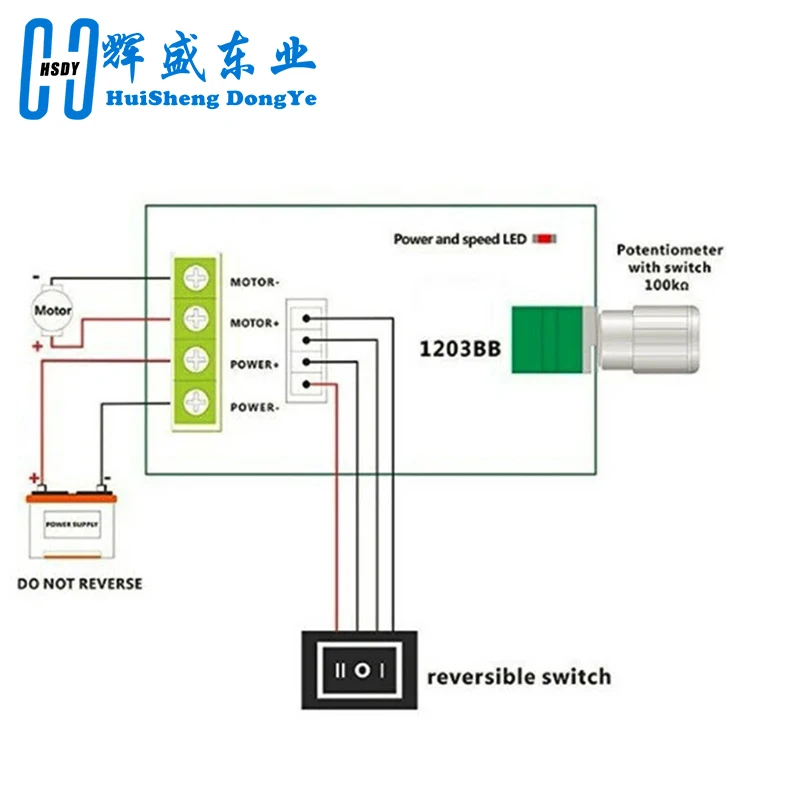DC 6V 12V 24V 28V 3A 80W DC Motor Speed Controller PWM Speed Adjustable Reversible Switch 1203BB DC Motor Driver Reversing
