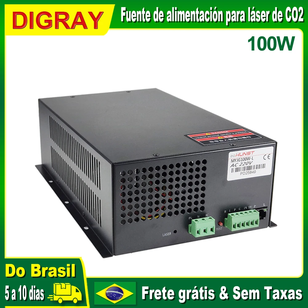 Fonte de alimentação a laser DIGRAY 100W Co2 MYJG-100W para máquina de corte e gravação a laser 80W 100W