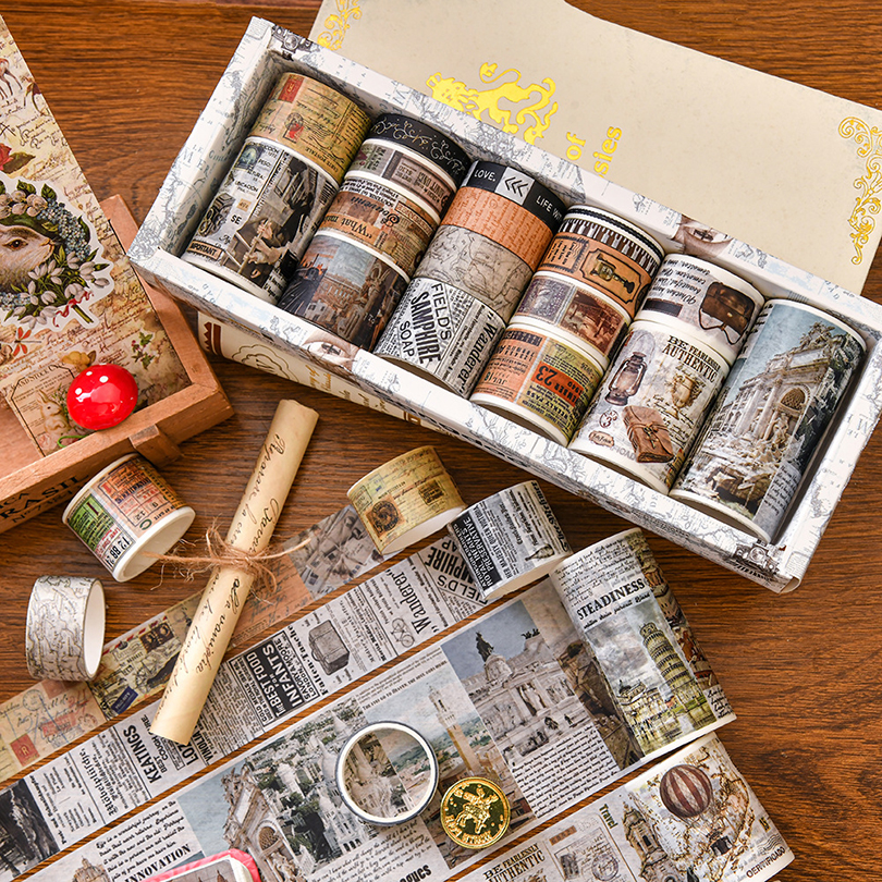18Pcs 레트로 Washi 테이프 Scrapbooking 용품 Washi 테이프 세트 빈티지 Cinta Adhesiva Decorativa 저널링 재료 마스킹 테이프
