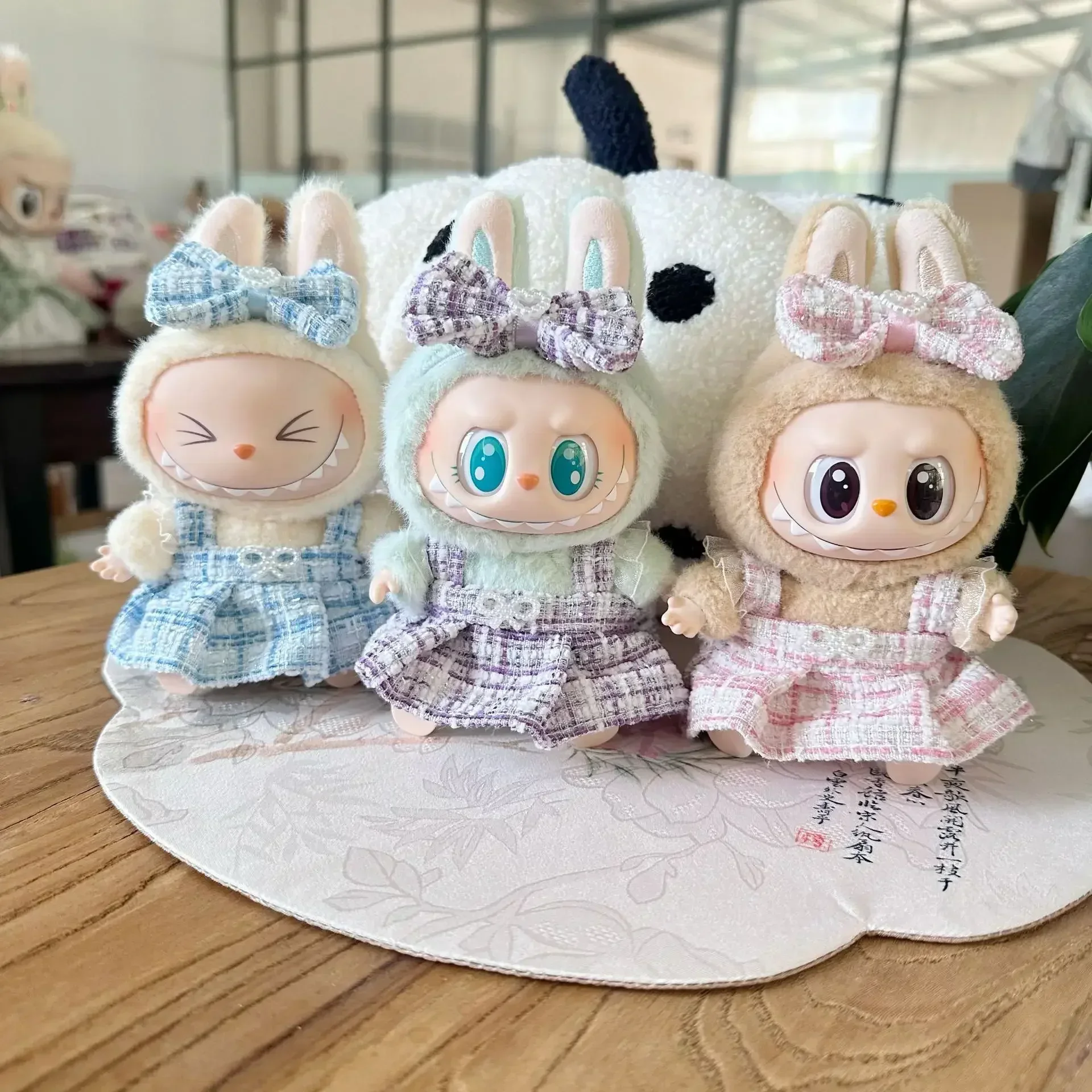 17 cm Labubu Plüsch Puppe Kleidung Outfit Zubehör Korea Kpop Exo Labubu Idol V1 V2 Schwarz Kleid Anzug Geschenk