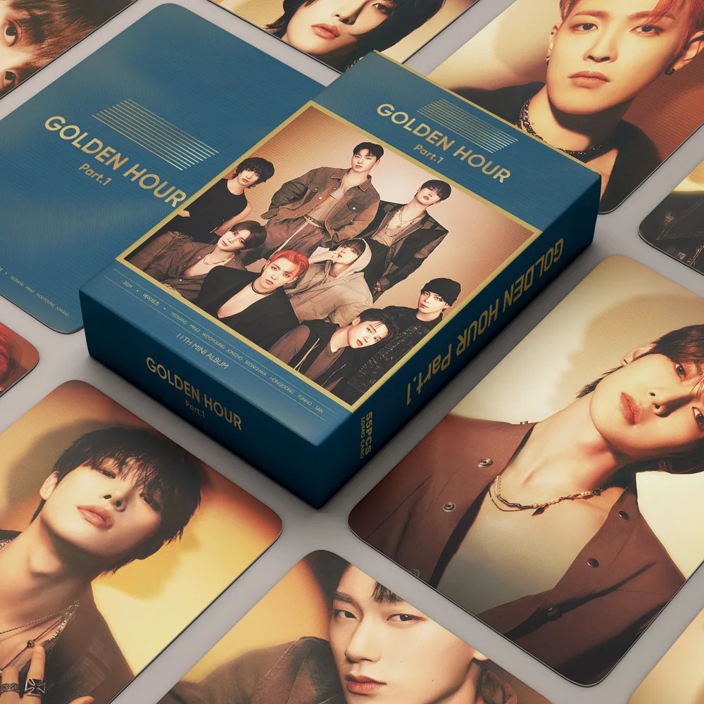 55 unids/set Kpop ATEEZ Lomo tarjetas GOLDEN HOUR parte 1 Kpop grupo tarjetas fotográficas tarjeta de impresión fotográfica de alta calidad