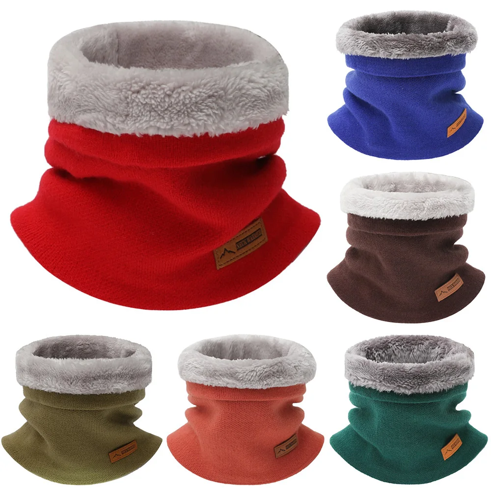Bufanda cálida de felpa de Cachemira para hombre y mujer, máscara facial de punto, bufandas para el cuello, Bufanda gruesa con forro polar