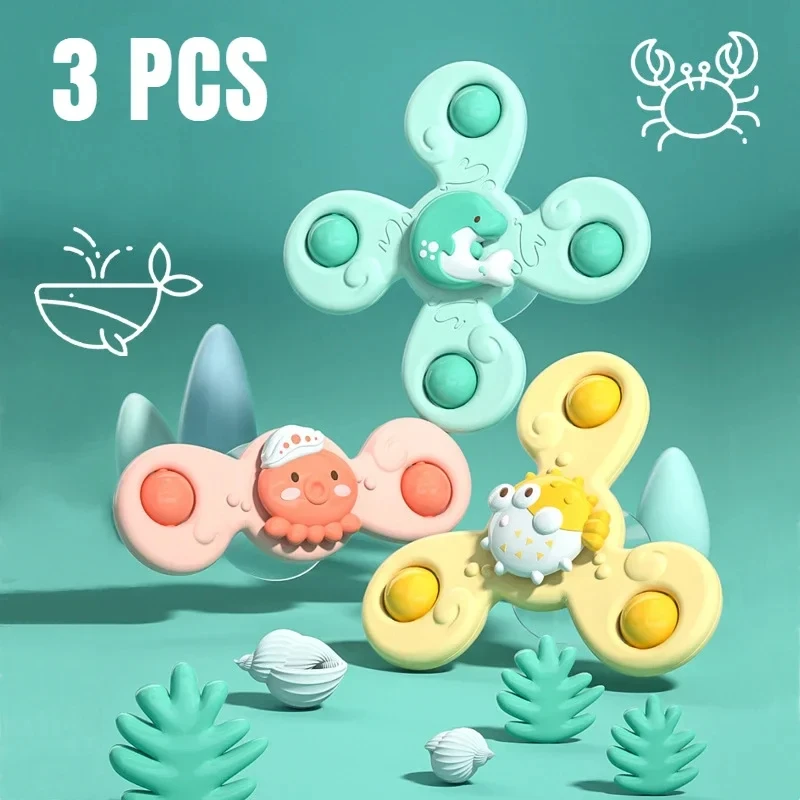 3 Pz/set Giocattoli Da Bagnetto Per Bambini Divertente Bagno Ventosa Spinner Ventosa Del Fumetto Sonagli Agitarsi Giocattoli Educativi Per I Bambini Ragazzi