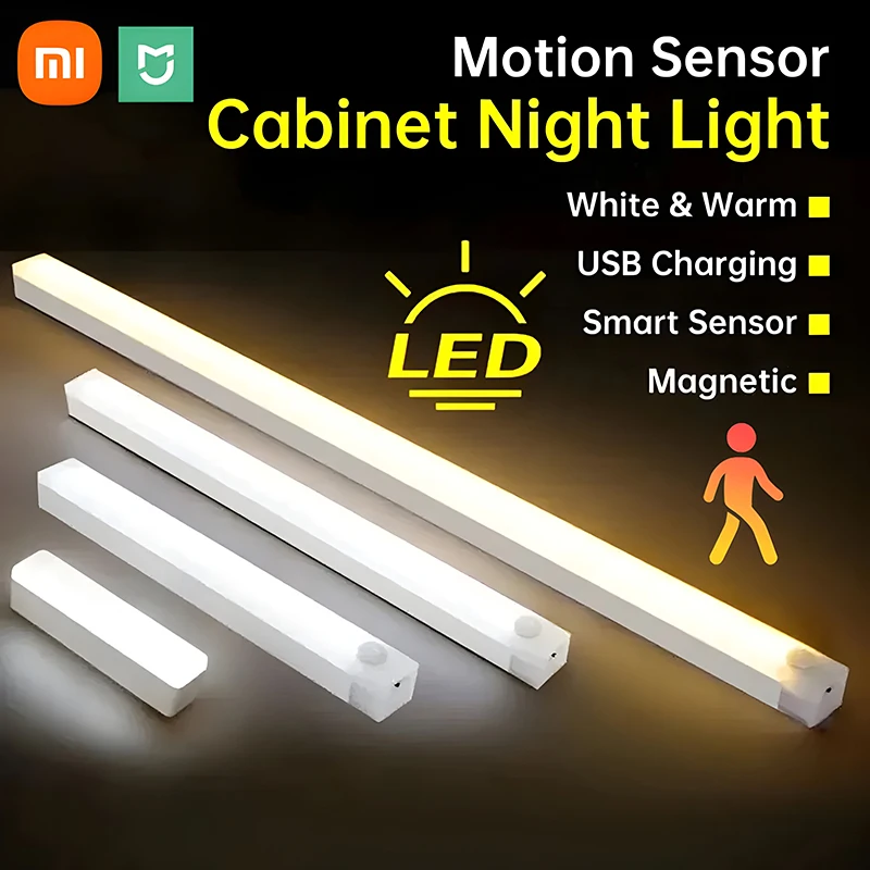 Xiaomi Mijia-luz LED con Sensor de movimiento para armario, recargable por USB, inalámbrica, magnética, para armario, lámpara de noche, luces nocturnas portátiles
